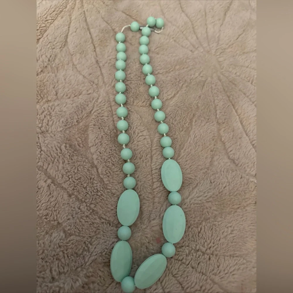 Sofia Teething Necklace - Super Cute Mint 30” Total Length